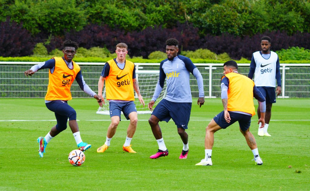 Bissouma, Devine, Royal and Porro in action during pre-season training, day 2. 